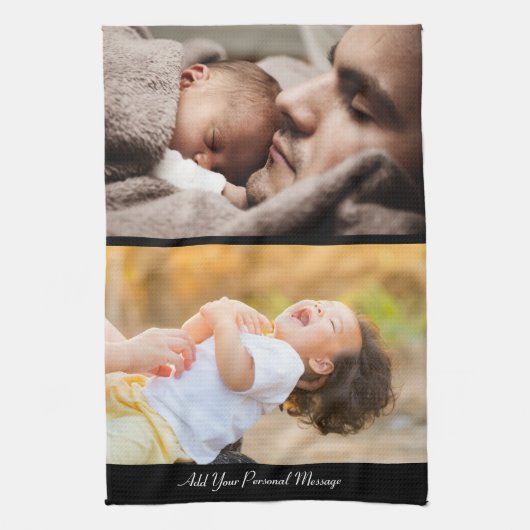 デザイン独自の2フォトコラージュ キッチンタオル (縦)