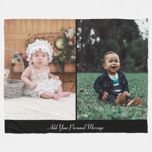 デザイン独自の2フォトコラージュ フリースブランケット (正面(横))