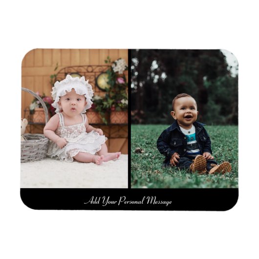 デザイン独自の2フォトコラージュ マグネット (横)