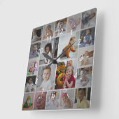 デザイン独自の20フォトコラージュ スクエア壁時計 (傾斜)