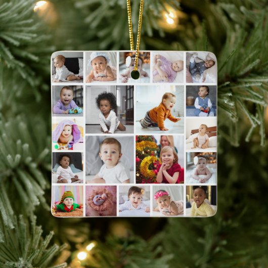 デザイン独自の20フォトコラージュ セラミックオーナメント (ツリー)