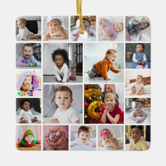 デザイン独自の20フォトコラージュ セラミックオーナメント (正面)