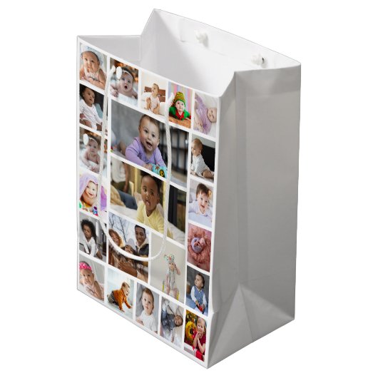 デザイン独自の22フォトコラージュの額縁のアート ミディアムペーパーバッグ (正面アングル)