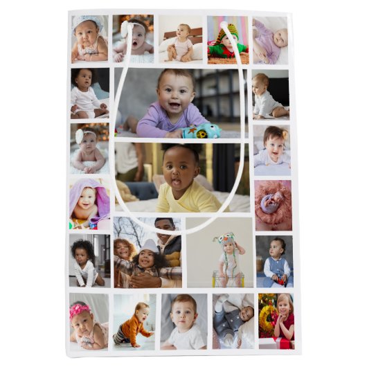 デザイン独自の22フォトコラージュの額縁のアート ミディアムペーパーバッグ (正面)