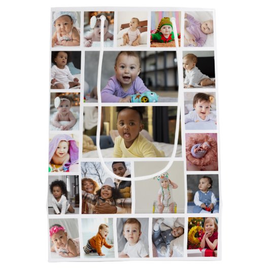 デザイン独自の22フォトコラージュの額縁のアート ミディアムペーパーバッグ (裏面)