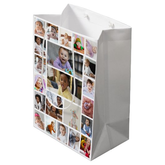 デザイン独自の22フォトコラージュの額縁のアート ミディアムペーパーバッグ (裏面アングル)