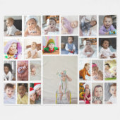 デザイン独自の25フォトコラージュ フリースブランケット (正面(横))
