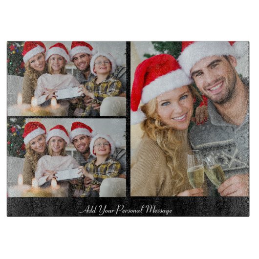 デザイン独自の3フォトコラージュ カッティングボード (正面)