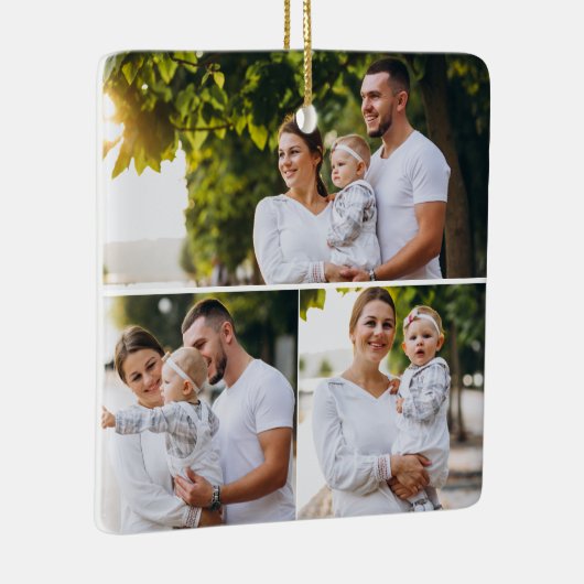 デザイン独自の3フォトコラージュ セラミックオーナメント (右)