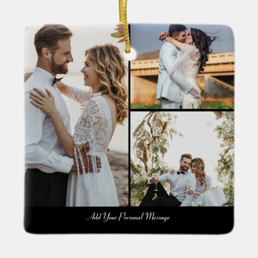 デザイン独自の3フォトコラージュ セラミックオーナメント (正面)