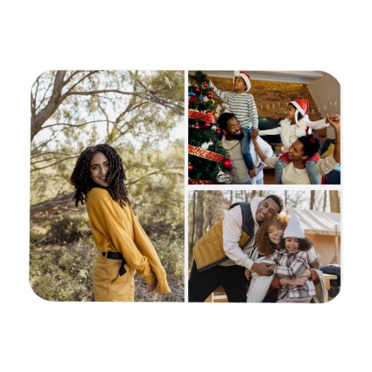 デザイン独自の3フォトコラージュ マグネット (横)