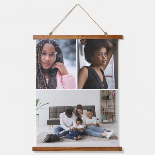 デザイン独自の3フォトコラージュ 吊り下げ型タペストリー (正面)