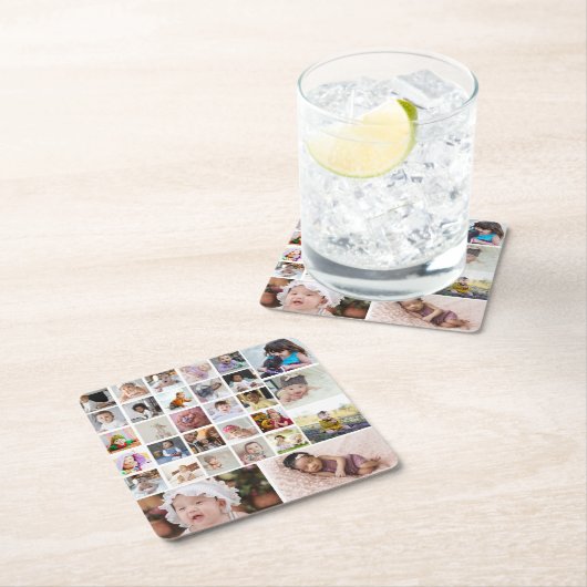 デザイン独自の30フォトコラージュ スクエアペーパーコースター (インサイチュ)