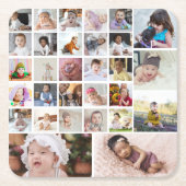 デザイン独自の30フォトコラージュ スクエアペーパーコースター (正面)