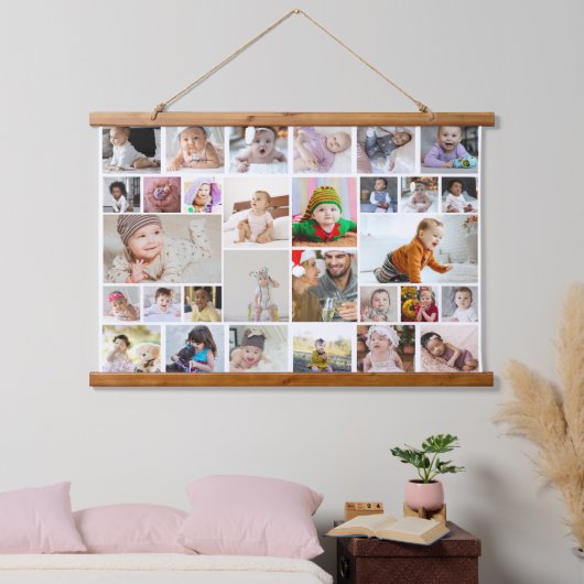 デザイン独自の30フォトコラージュ 吊り下げ型タペストリー (寝室)