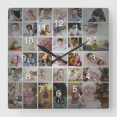デザイン独自の35フォトコラージュ スクエア壁時計 (正面)