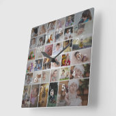 デザイン独自の35フォトコラージュ スクエア壁時計 (傾斜)