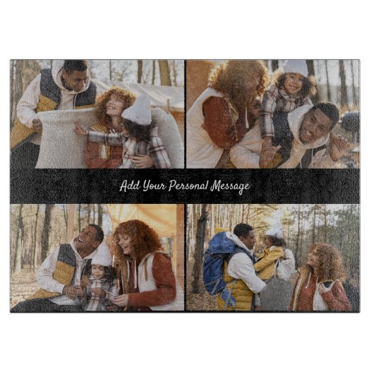 デザイン独自の4フォトコラージュ カッティングボード (正面)