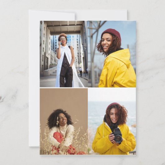 デザイン独自の4フォトコラージュ サンキューカード (正面)