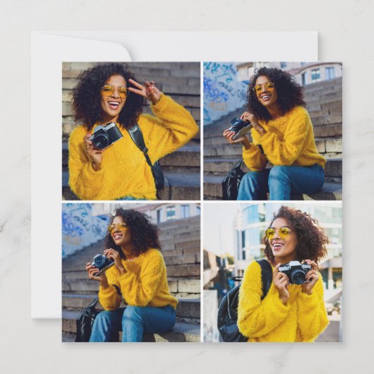 デザイン独自の4フォトコラージュ サンキューカード (正面)