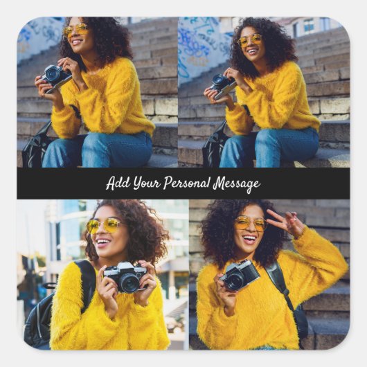 デザイン独自の4フォトコラージュ スクエアシール (正面)