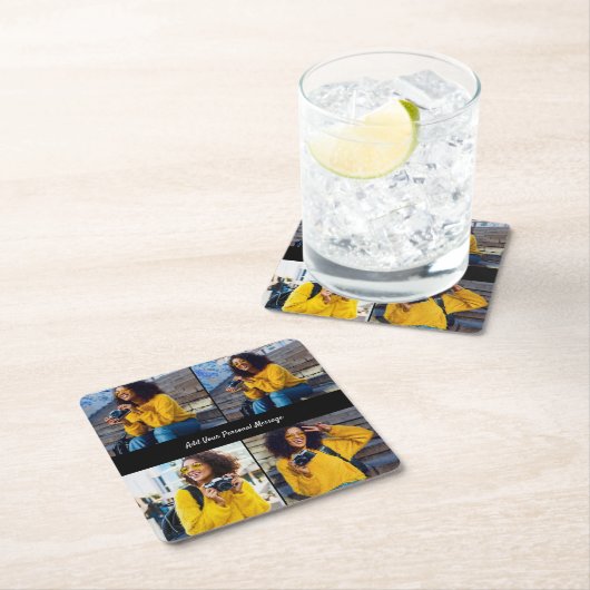 デザイン独自の4フォトコラージュ スクエアペーパーコースター (インサイチュ)