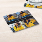 デザイン独自の4フォトコラージュ スクエアペーパーコースター (アングル)