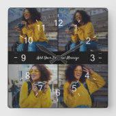 デザイン独自の4フォトコラージュ スクエア壁時計 (正面)