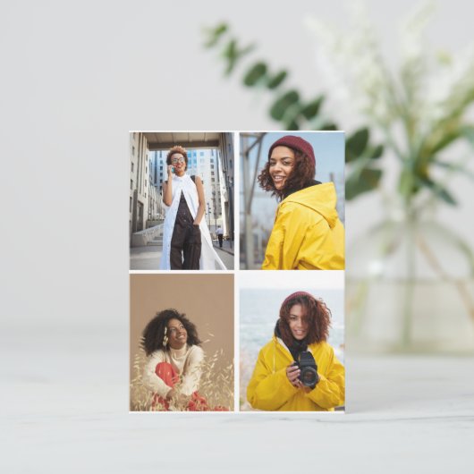 デザイン独自の4フォトコラージュ ポストカード (スタンド正面)
