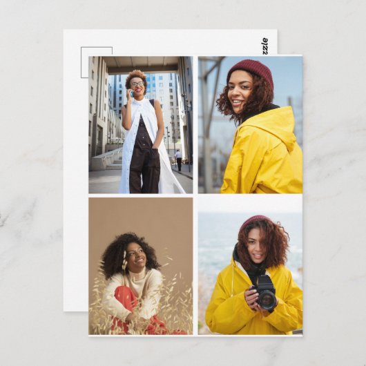 デザイン独自の4フォトコラージュ ポストカード (正面/裏面)
