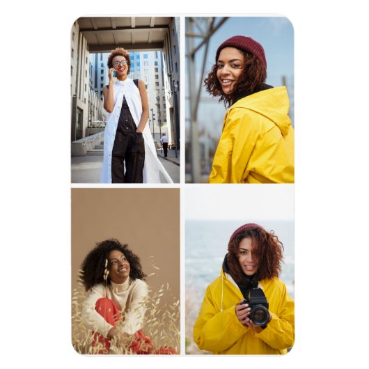 デザイン独自の4フォトコラージュ マグネット (縦)