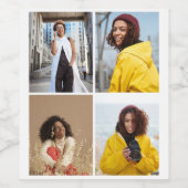 デザイン独自の4フォトコラージュ ワインラベル (シングルラベル)