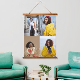 デザイン独自の4フォトコラージュ 吊り下げ型タペストリー