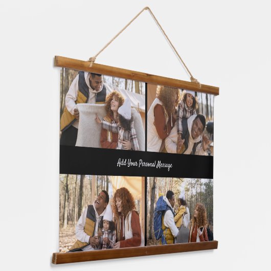 デザイン独自の4フォトコラージュ 吊り下げ型タペストリー (傾斜あり)