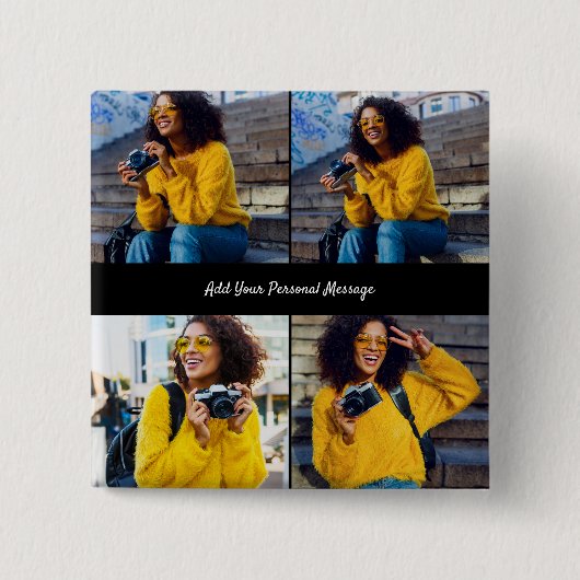 デザイン独自の4フォトコラージュ 缶バッジ (正面)