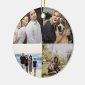 デザイン独自の4家族の写真コラージュ セラミックオーナメント (左)