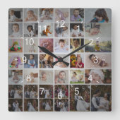 デザイン独自の40フォトコラージュ スクエア壁時計 (正面)