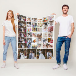 デザイン独自の40フォトコラージュ フリースブランケット