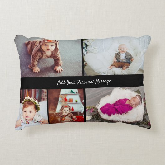 デザイン独自の5フォトコラージュ アクセントクッション (正面)