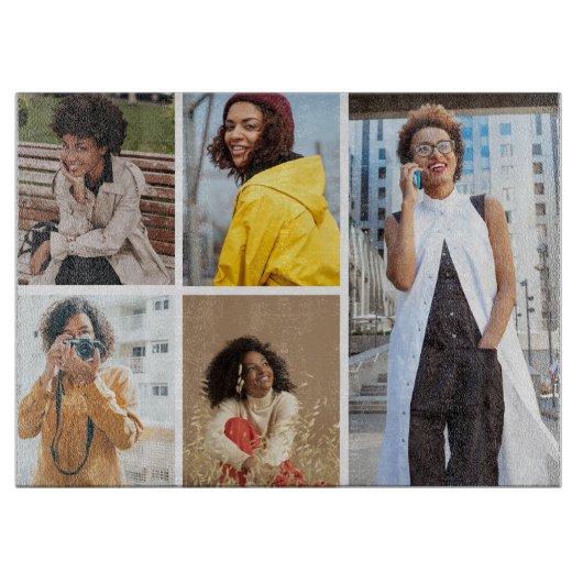 デザイン独自の5フォトコラージュ カッティングボード (正面)