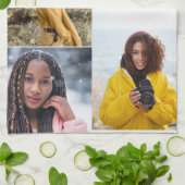 デザイン独自の5フォトコラージュ キッチンタオル (折り畳み)