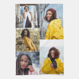 デザイン独自の5フォトコラージュ キッチンタオル