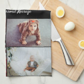 デザイン独自の5フォトコラージュ キッチンタオル (四つ折り)