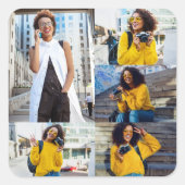 デザイン独自の5フォトコラージュ スクエアシール (正面)