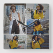 デザイン独自の5フォトコラージュ スクエア壁時計 (正面)