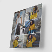 デザイン独自の5フォトコラージュ スクエア壁時計 (傾斜)