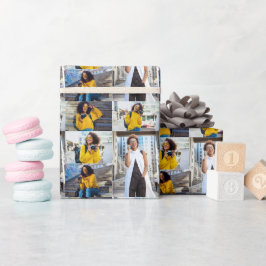 デザイン独自の5フォトコラージュ ラッピングペーパー