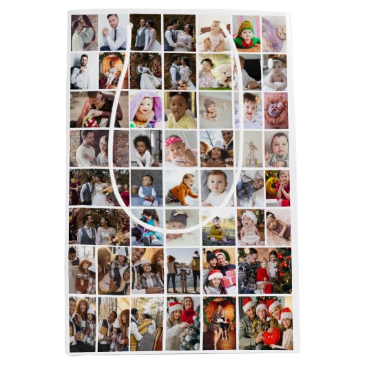 デザイン独自の50フォトコラージュ ミディアムペーパーバッグ (正面)