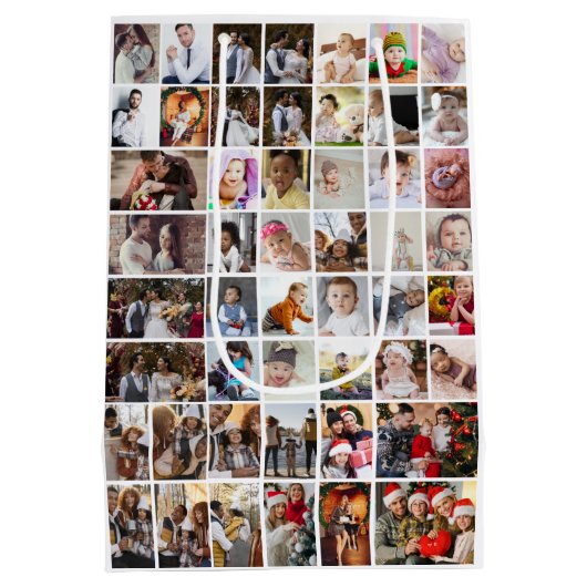 デザイン独自の50フォトコラージュ ミディアムペーパーバッグ (裏面)