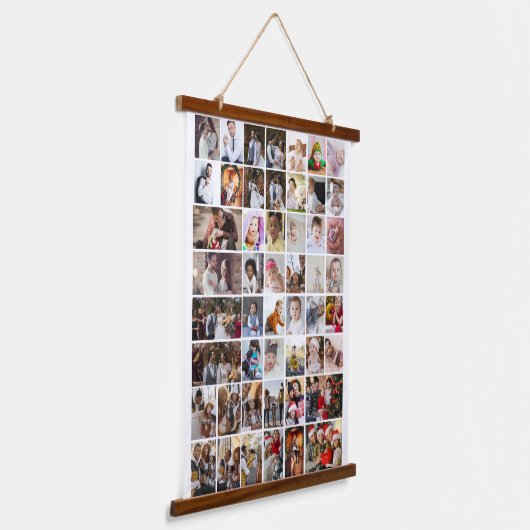 デザイン独自の50フォトコラージュ 吊り下げ型タペストリー (傾斜あり)